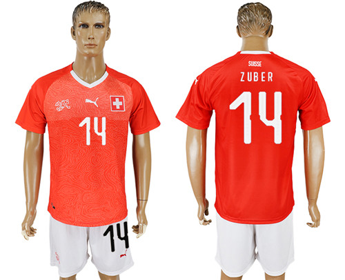 Switzerland 14 ZUBER Home 2018 FIFA World Cup Soccer Jersey