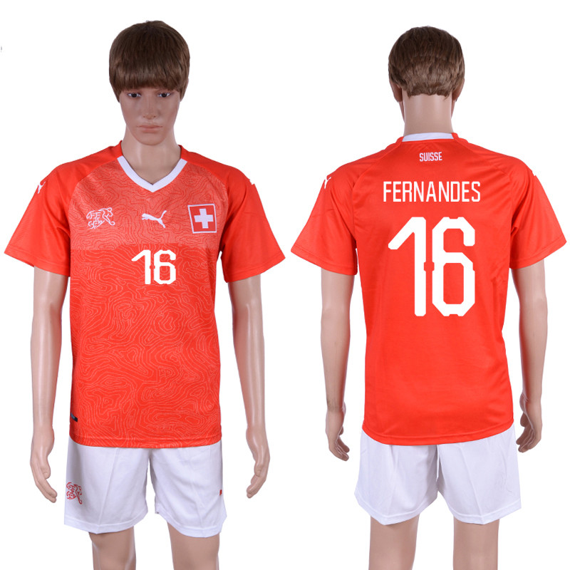 Switzerland 16 FERNANDES Home 2018 FIFA World Cup Soccer Jersey