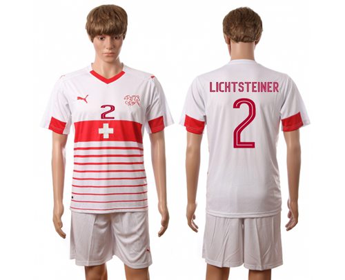 Switzerland 2 Lichtsteiner Away Soccer Country Jersey