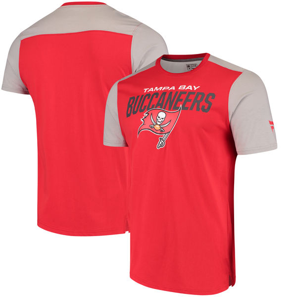 Tampa Bay Buccaneers NFL Pro Line by Fanatics Branded Iconic Color Blocked T Shirt Red Gray