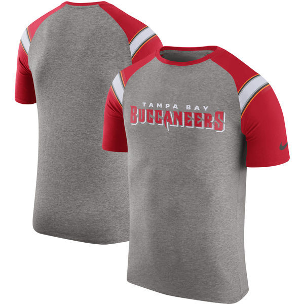 Tampa Bay Buccaneers  Enzyme Shoulder Stripe Raglan T Shirt Heathered Gray