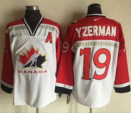 Team CA 19 Steve Yzerman White Red  Throwback Stitched NHL Jersey
