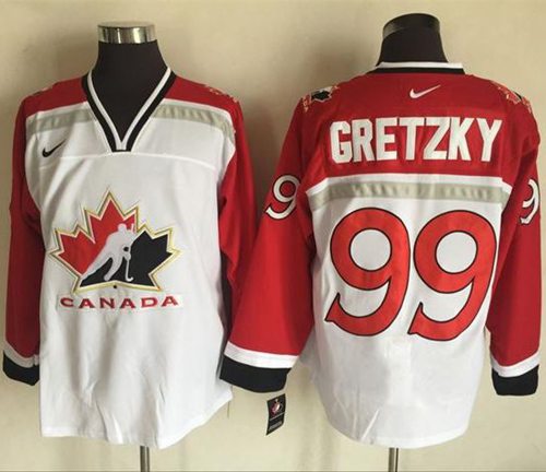 Team CA 99 Wayne Gretzky White Red  Throwback Stitched NHL Jersey