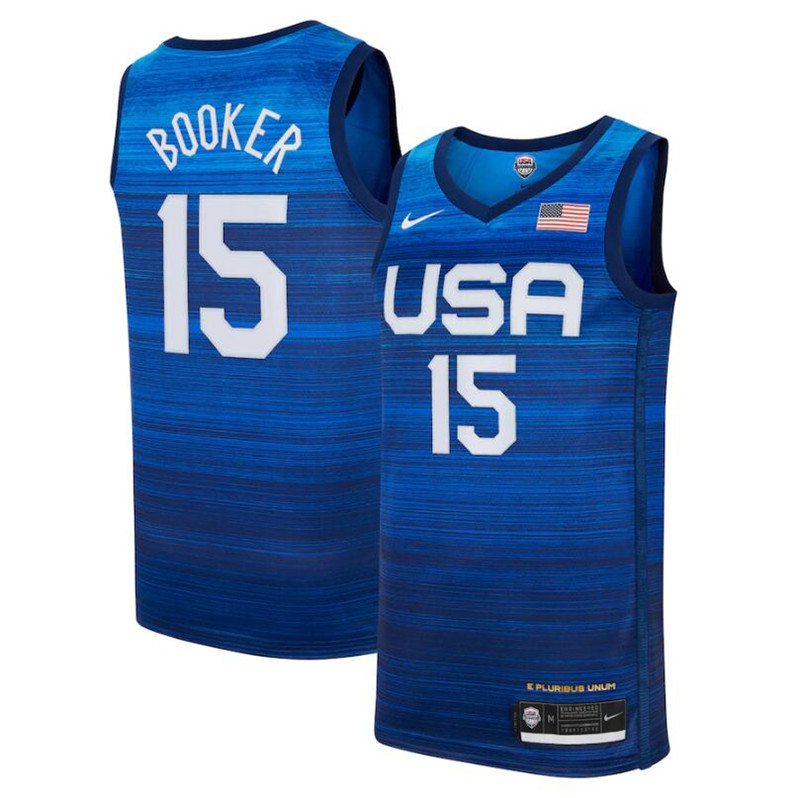 Team USA 15 Booker Navy 2021 Olympics Basketball Swingman Jersey