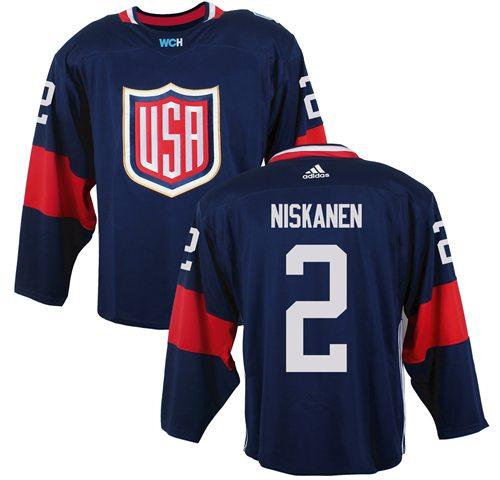 Team USA 2 Matt Niskanen Navy Blue 2016 World Cup Stitched NHL Jersey