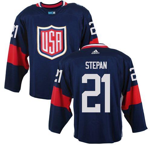 Team USA 21 Derek Stepan Navy Blue 2016 World Cup Stitched NHL Jersey