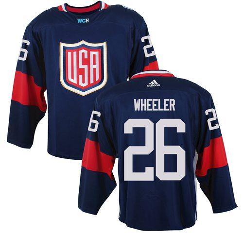 Team USA 26 Blake Wheeler Navy Blue 2016 World Cup Stitched NHL Jersey