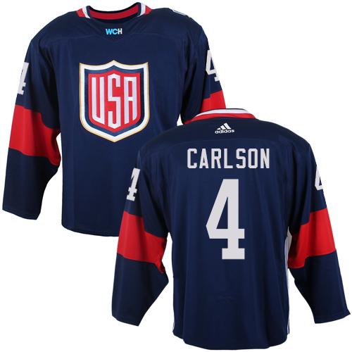Team USA 4 John Carlson Navy Blue 2016 World Cup Stitched NHL Jersey