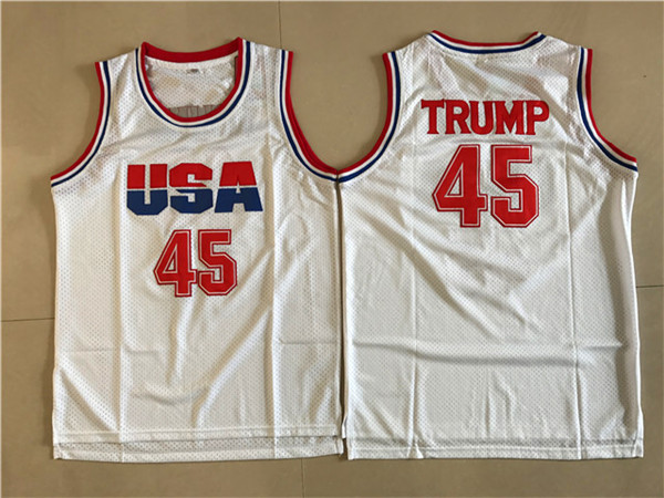 Team USA 45 Donald Trump White The 45th president of the United States Stitched NBA Jersey