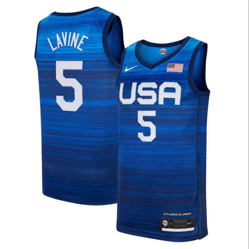 Team USA 5 Lavine Navy 2021 Olympics Basketball Swingman Jersey