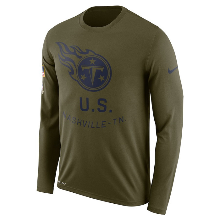 Tennessee Titans  Salute to Service Sideline Legend Performance Long Sleeve T Shirt Olive