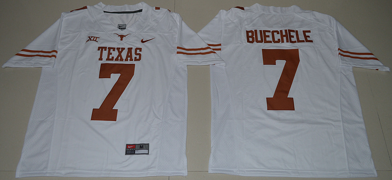 Texas Longhorns Jersey 7 Shane Buechele White Limited Stitched NCAA Jersey