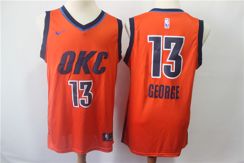 Thunder 13 Paul George Orange 2018 19 Earned Edition  Swingman Jersey