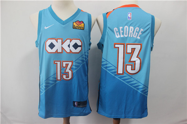 Thunder 13 Paul George Turquoise Light Blue City Edition Nike Swingman Jersey