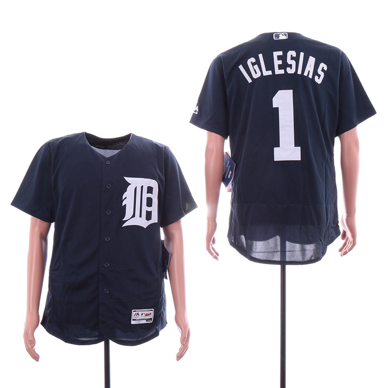 Tigers 1 Jose Iglesias Navy Flexbase Jersey