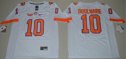 Tigers 10 Ben Boulware White Limited Stitched NCAA Jersey