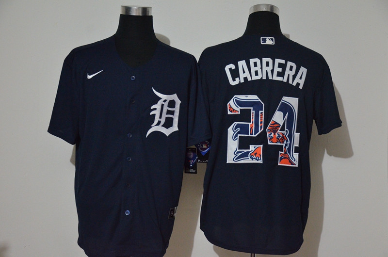 Tigers 24 Miguel Cabrera Navy 2020 Nike Cool Base Fashion Jersey