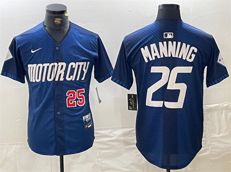 Tigers 25 Matt Manning Navy Number Nike 2024 City Connect Cool Base Jersey