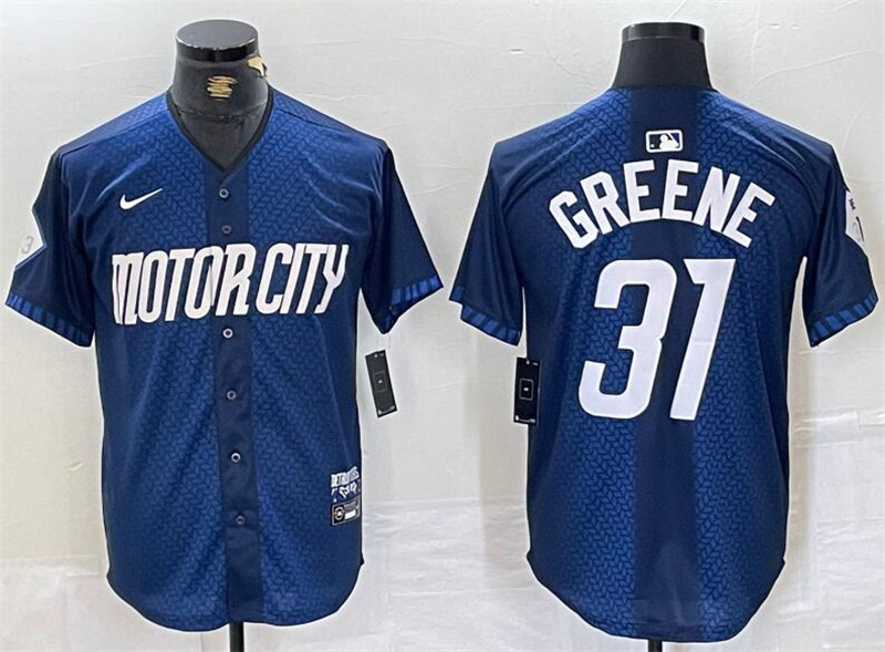 Tigers 31 Riley Greene Navy Nike 2024 City Connect Cool Base Jersey