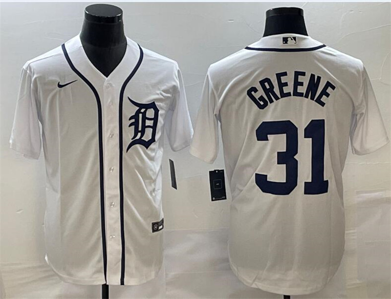 Tigers 31 Shane Greene White Nike Cool Base Jersey