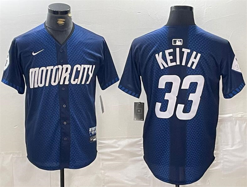 Tigers 33 Colt Keith Navy Nike 2024 City Connect Cool Base Jersey