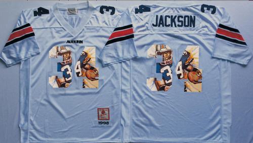 Tigers 34 Bo Jackson White Player Fashion Stitched NCAA Jersey