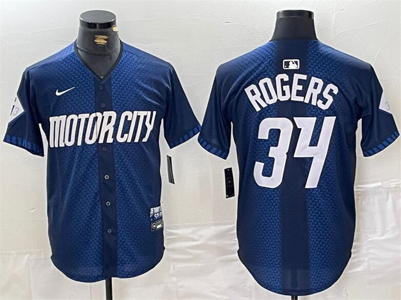 Tigers 34 Jake Rogers Navy Nike 2024 City Connect Cool Base Jersey