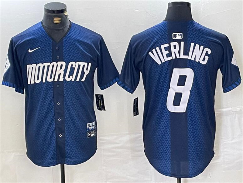 Tigers 8 Matt Vierling Navy Nike 2024 City Connect Cool Base Jersey