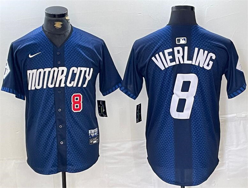 Tigers 8 Matt Vierling Number Navy Nike 2024 City Connect Cool Base Jersey