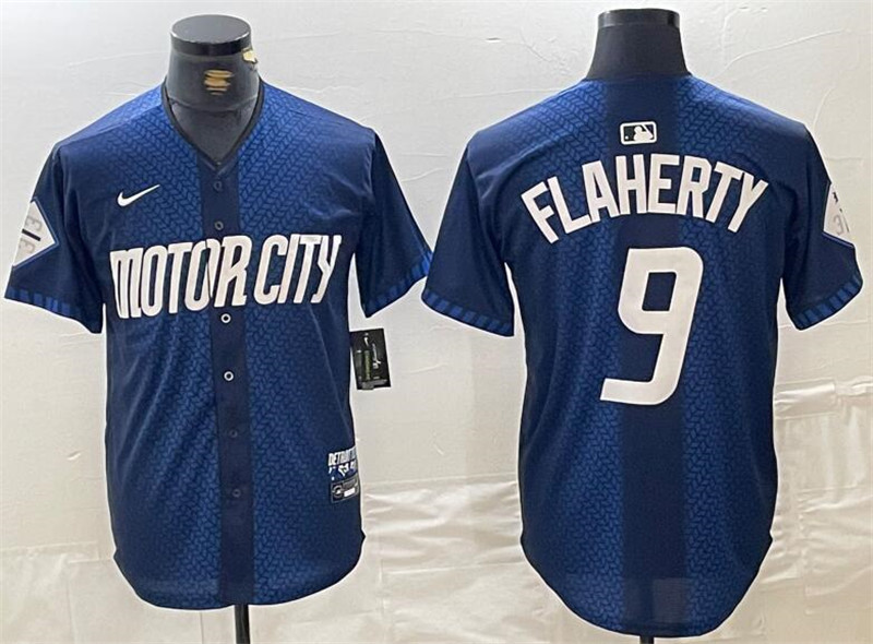 Tigers 9 Jack Flaherty Navy Nike 2024 City Connect Cool Base Jersey