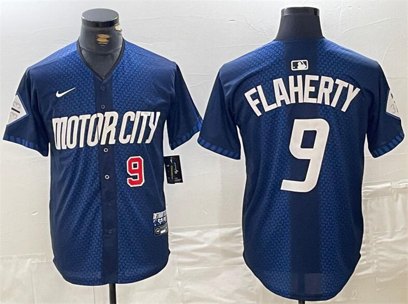 Tigers 9 Jack Flaherty Navy Number Nike 2024 City Connect Cool Base Jersey
