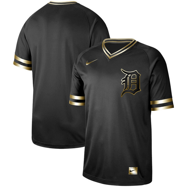 Tigers Blank Black Gold Nike Cooperstown Collection Legend V Neck Jersey