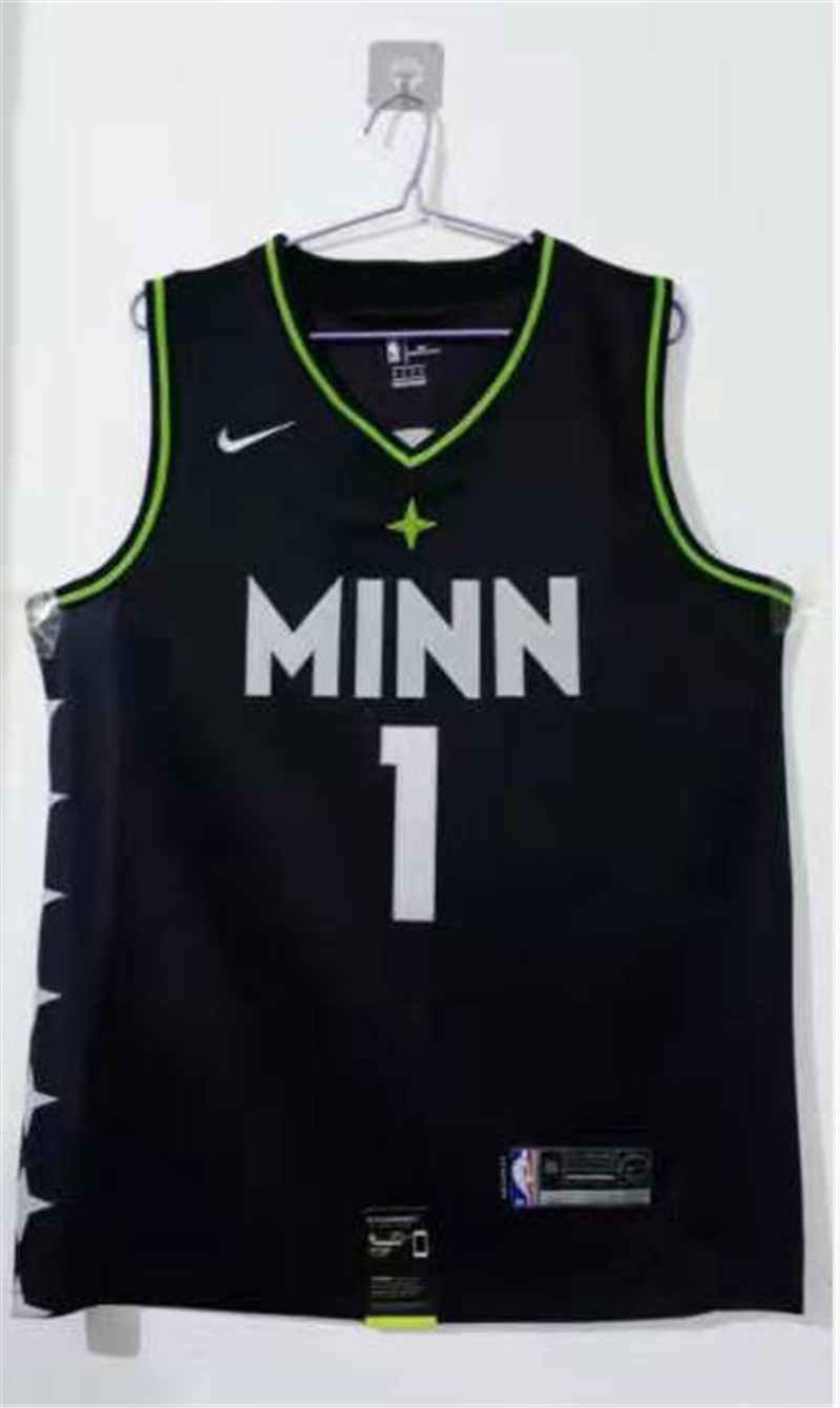 Timberwolves 1 Anthony Edwards Black 2020 21 City Edition Nike Swingman Jerseys