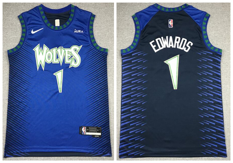 Timberwolves 1 Anthony Edwards Navy 2021 22 City Edition Nike Swingman Jersey