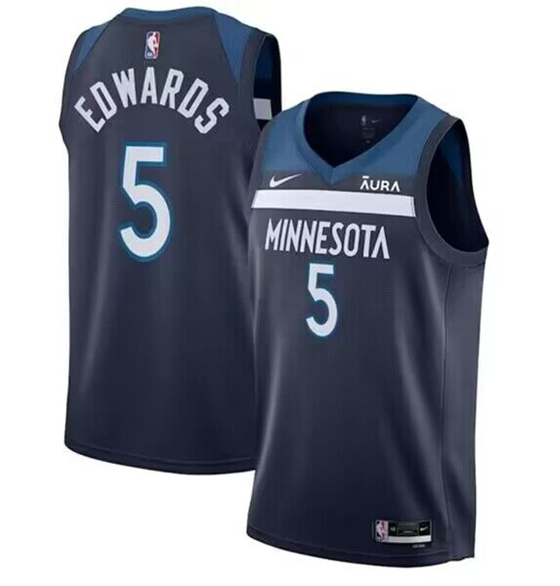 Timberwolves 5 Anthony Edwards Navy Swingman Jersey