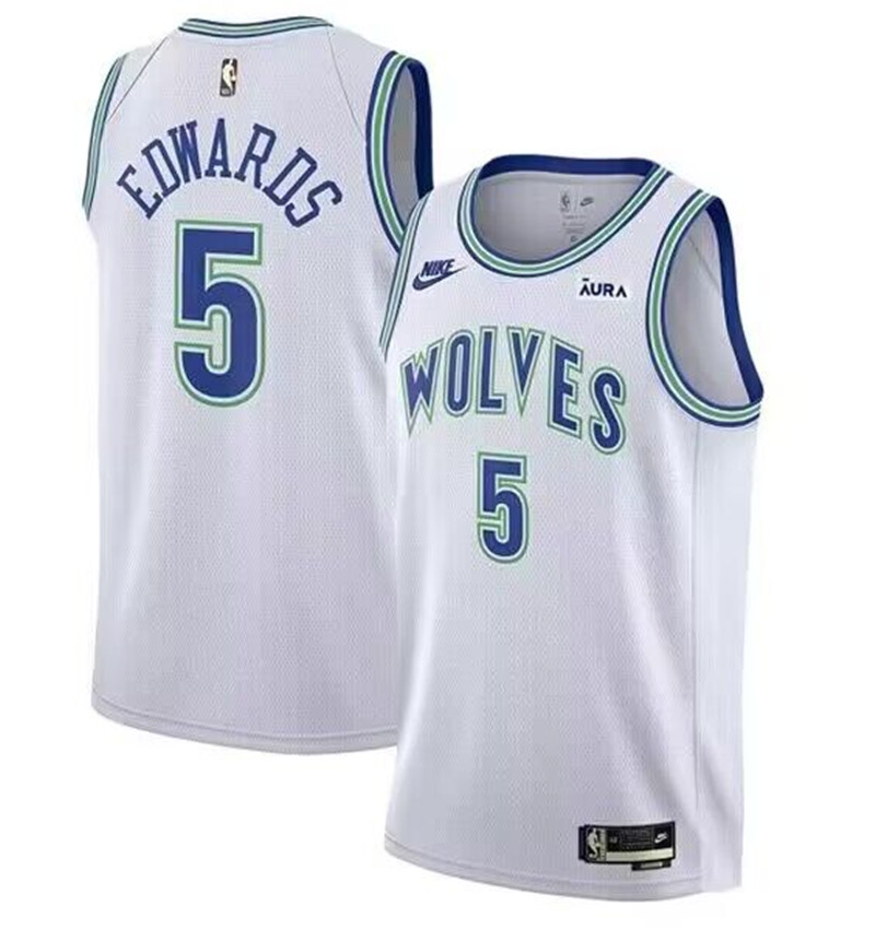 Timberwolves 5 Anthony Edwards White Swingman Jersey