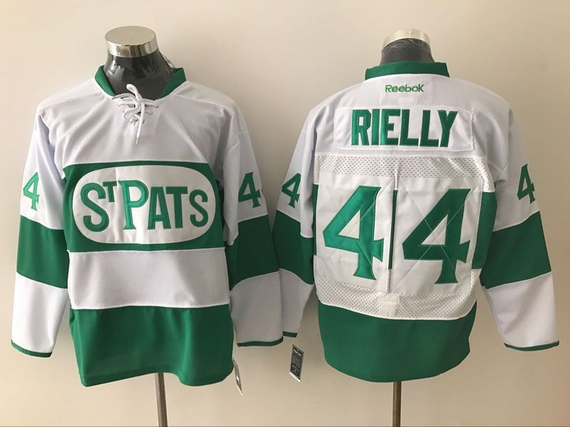 Toronto Maple Leafs 44 Morgan Rielly White Green St  Patrick Day Stitched NHL Jersey