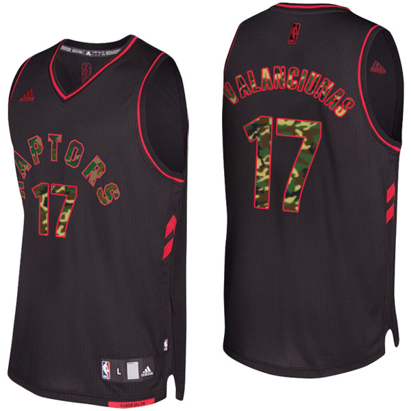 Toronto Raptors Jonas Valanciunas Camo Fashion Swingman Black Jersey