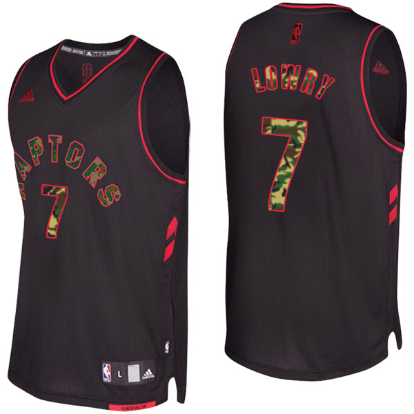 Toronto Raptors Kyle Lowry Camo Fashion Swingman Black Jersey