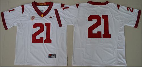 Trojans 21 Adoree Jackson White PAC 12 C Patch Stitched NCAA Jersey