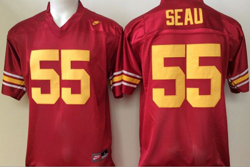 Trojans 55 Junior Seau Red Stitched NCAA Jersey