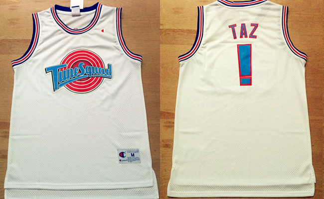 Tune Squad jersey TAZ ! Tune Squad Space Jam Movie White Jersey