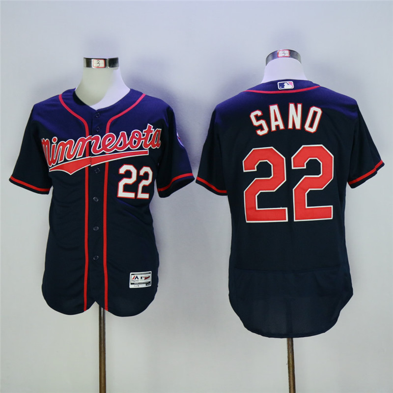 Twins 22 Miguel Sano Navy Flexbase Jersey