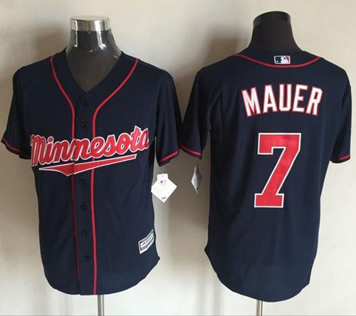 Twins 7 Joe Mauer Navy Blue New Cool Base Stitched MLB Jersey