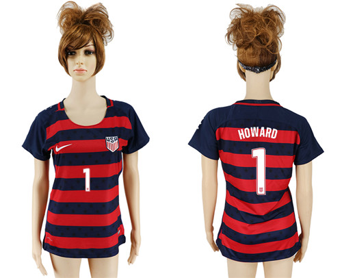 USA 1 HOWARD 2017 CONCACAF Gold Cup Away Women Soccer Jersey