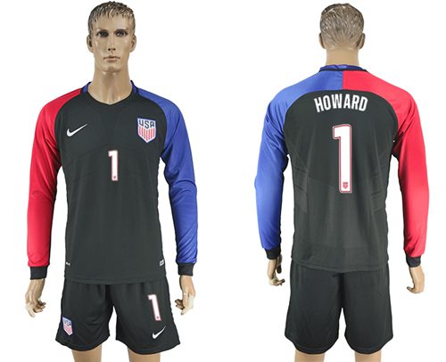 USA 1 Howard Away Long Sleeves Soccer Country Jersey