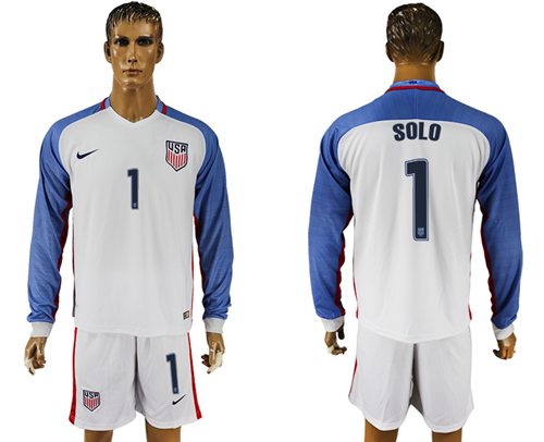 USA 1 Solo Home Long Sleeves Soccer Country Jersey