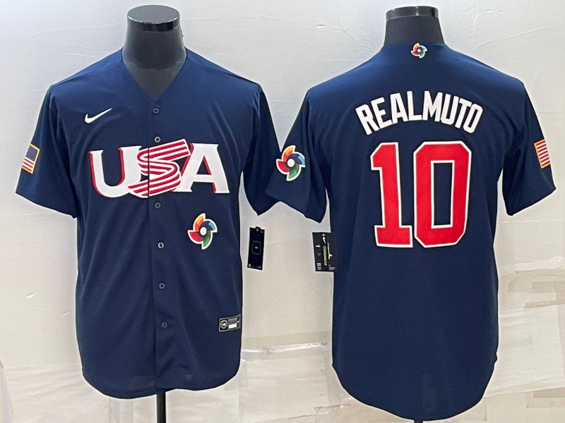 USA 10 J.T. Realmuto Black Nike 2023 World Baseball Classic Jersey