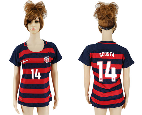 USA 14 ACOSTA 2017 CONCACAF Gold Cup Away Women Soccer Jersey