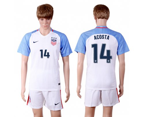 USA 14 Acosta Home Three Star Soccer Country Jersey